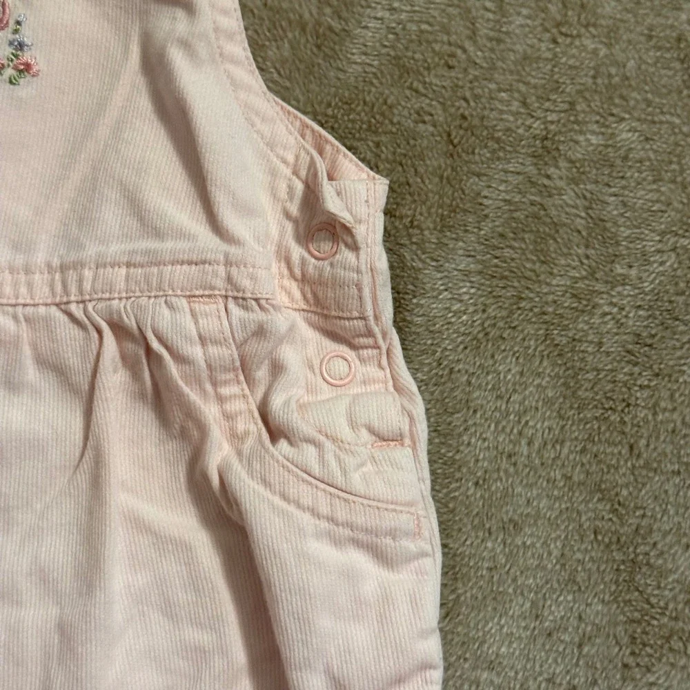 Vintage Gymboree Pink Corduroy Rose Floral Ruffle Overalls 0-3 Months 2002